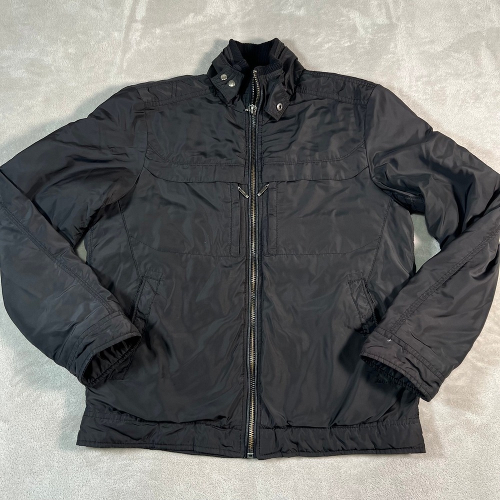 Givenchy Bomber Jacket Men's Size Medium Black Quilted Full Zip Mock Neck READ*